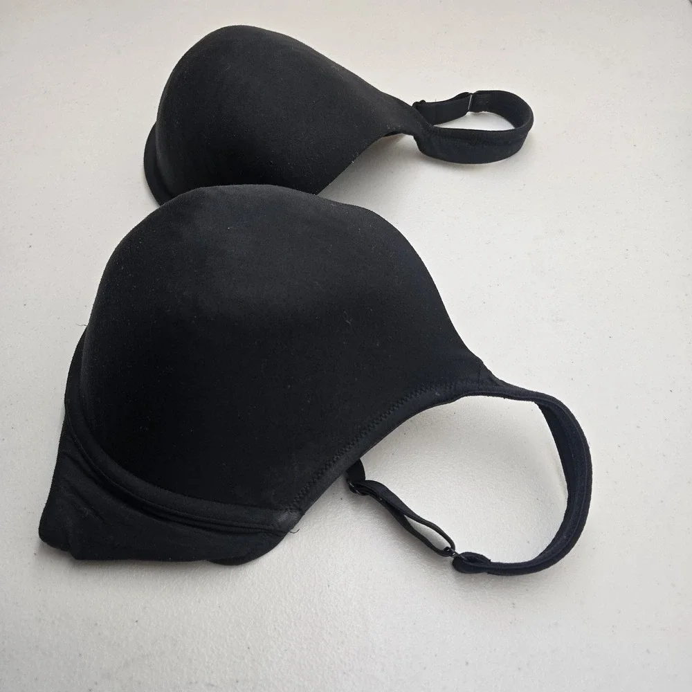 Cacique Women Bra 40DDD Black T Shirt Underwired Bow Strap Adjustable